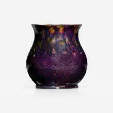 Vase by George E. Ohr, 1895-96, glazed earthenware, sold Jan 2024