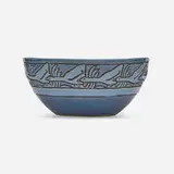 Bowl with geese by Fannie Levine for Saturday Evening Girls, 1909, glazed earthenware decorated in cuerda seca, sold Jan 2024