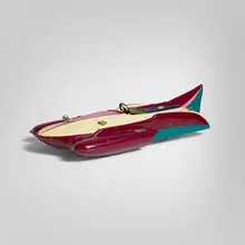 Swallow hydroplane by Ito, c. 1945, lacquered wood, aluminum, plastic, sold Nov 2025