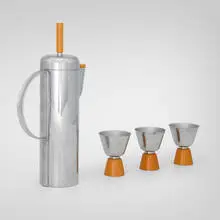 William Archibald Welden, Empire shaker and glasses, set of three, 1938, chrome-plated metal, Bakelite