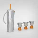 William Archibald Welden, Empire shaker and glasses, set of three, 1938, chrome-plated metal, Bakelite