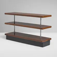 Gilbert Rohde, Bookshelf, model 3454, c. 1940, East Indian laurel, lacquered wood, chrome-plated steel