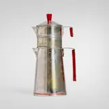 Emil Schuelke, Rare coffee set, c. 1934, Bakelite, enamel, silver-plated brass