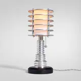 Saturn, Table lamp, c. 1985, aluminum, laminate, fiberglass