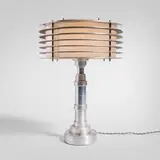 Saturn, Table lamp, c. 1980, aluminum, fiberglass, glass