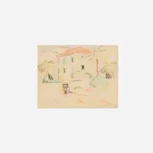 Donald Deskey, Untitled, 1923, graphite and pastel on paper