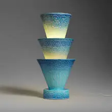Art Déco, Three-tier table torchère, c. 1930, glazed earthenware