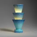 Art Déco, Three-tier table torchère, c. 1930, glazed earthenware