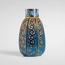 Cerabelga, Art Deco vase, c. 1935, glazed and gilt earthenware