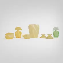 Reuben Haley, Collection of Ruba Rombic tableware, c. 1930, mold blown glass