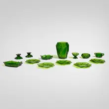 Reuben Haley, Collection of Ruba Rombic tableware, c. 1930, mold blown glass