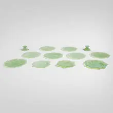 Reuben Haley, Collection of Ruba Rombic tableware, c. 1930, mold-blown glass