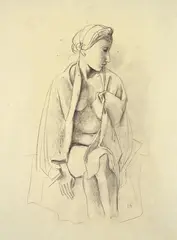 Sitzende by Karl Hofer, Bleistift, teilweise gewischt, auf Papier, sold May 2008