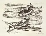 Max Pechstein, Italienische Fischer, 1919, Original-Halbleinenmappe mit 10 Lithographien auf JWZanders-Bütten, davon ein Blatt auf JWZanders-Velin