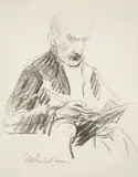 Max Liebermann, Selbstportrait (doppelseitig), Um 1922, Kohle auf Papier