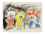 Lyonel Feininger, Ghosties („Merry Christmas“), Aquarell, Goldbronze, Kohle und Tuschfeder auf Papier