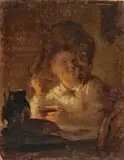 Wilhelm Busch, Frau mit Katze“. 1870er Jahre