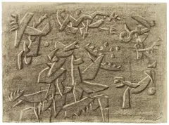 Scheinrelief by Willi Baumeister, 1952, Kohle auf Ingres-Bütten (aus einem Skizzenblock), sold Dec 2007