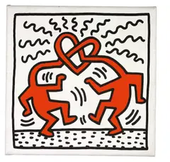 Untitled by Keith Haring, 1989, Farbserigraphie auf Leinwand, sold Nov 2009