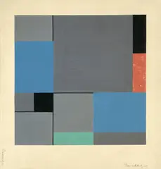 Max Burchartz, Komposition, 1923, Gouache und schwarze Lackfarbe auf leichtem Karton