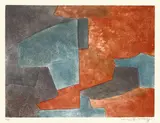 Serge Poliakoff, Composition grise, bleue et rouge, 1965, Farbaquatinta auf Lana-Velin