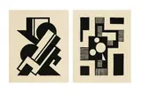 Oskar Fischer, Aus: „12 Blätter Schwarzweiß. Mappe No. 1, 1923, Original-Halbleinenmappe mit collagiertem Deckel und 10 (von 12) Holzschnitten, jeweils auf Japanbütten, und einem Titelblatt in Tuschfeder auf Bütten