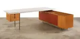 George Nelson, Executive Desk & Return, c. 1955, Oak, lacquered Masonite, steel