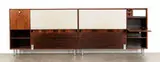 George Nelson, Headboard, 1956, Rosewood, vinyl, steel, lacquered wood