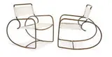 Walter Lamb, Rocking Chairs (2), c. 1950, Tubular Bronze and yacht cord