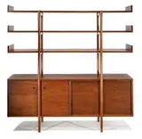 Milo Baughman, Room Storage divider, 1950, American walnut, select red birch