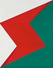 Doris Lewis, White, Red & Green (Abstract), c. 1959-65, Oil on board