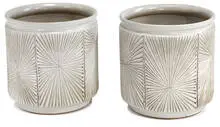 David Cressey and Robert Maxwell, Earthgender planters (2), c. 1968, Eggshell white with Starburst pattern