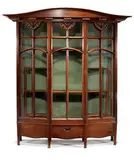 George Walton, Display cabinet, Walnut with gilt highlights, glass