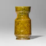 Vase by George E. Ohr, 1895-96, glazed earthenware, sold Jan 2024