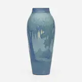 Anna Frances Simpson for Newcomb College Pottery, Scenic vase with live oaks, Spanish moss, and full moon
