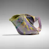 Pitcher by George E. Ohr, 1898-1910, glazed earthenware, sold Jan 2024