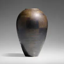 Jean Dunand, Dinanderie vase, c. 1920, patinated maillechort