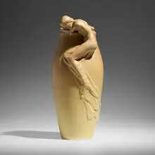 Anna Marie Valentien for Rookwood Pottery, Rare and Large Modeled Mat figural vase, 1901, hand-thrown and glazed earthenware