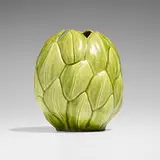 Favrile Pottery artichoke vase by Tiffany Studios, 1904-14, glazed earthenware, sold Jan 2024