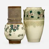 Ernest Chaplet for Haviland & Co., Vases, set of two, c. 1883, glazed and gilt porcelain