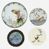 Albert Dammouse, Collection of four plates, c. 1880-1900, faience, glazed and gilt porcelain