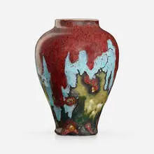 Albert Dammouse, Vase, c. 1905, oxblood drip-glazed stoneware