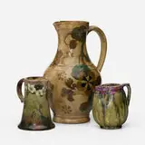 Albert Dammouse, Collection of three pitchers, c. 1910, glazed stoneware