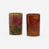 Albert Dammouse, Vases, set of two, c. 1900, oxblood-glazed stoneware