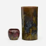 Albert Dammouse, Vases, set of two, c. 1900, glazed stoneware, oxblood-glazed stoneware