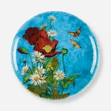 Pavots et Marguerites charger by Anthony Régnier for Theodore Deck, 1883, faience with gold foil inclusions, sold Jan 2024