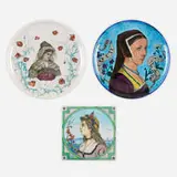 Camille Moreau-Nélaton for Theodore Deck, Collection of three Renaissance-style portrait works, 1870-72, faience