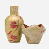 Amédée de Caranza, Vases, set of two, c. 1900, hand-blown iridized glass