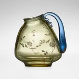 Rare pitcher by Félix Bracquemond for Haviland & Co., c. 1875, enameled and gilt hand-blown glass, sold Jan 2024