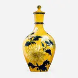 John Bennett, Large commemorative covered vessel with chrysanthemums, 1888, glazed earthenware